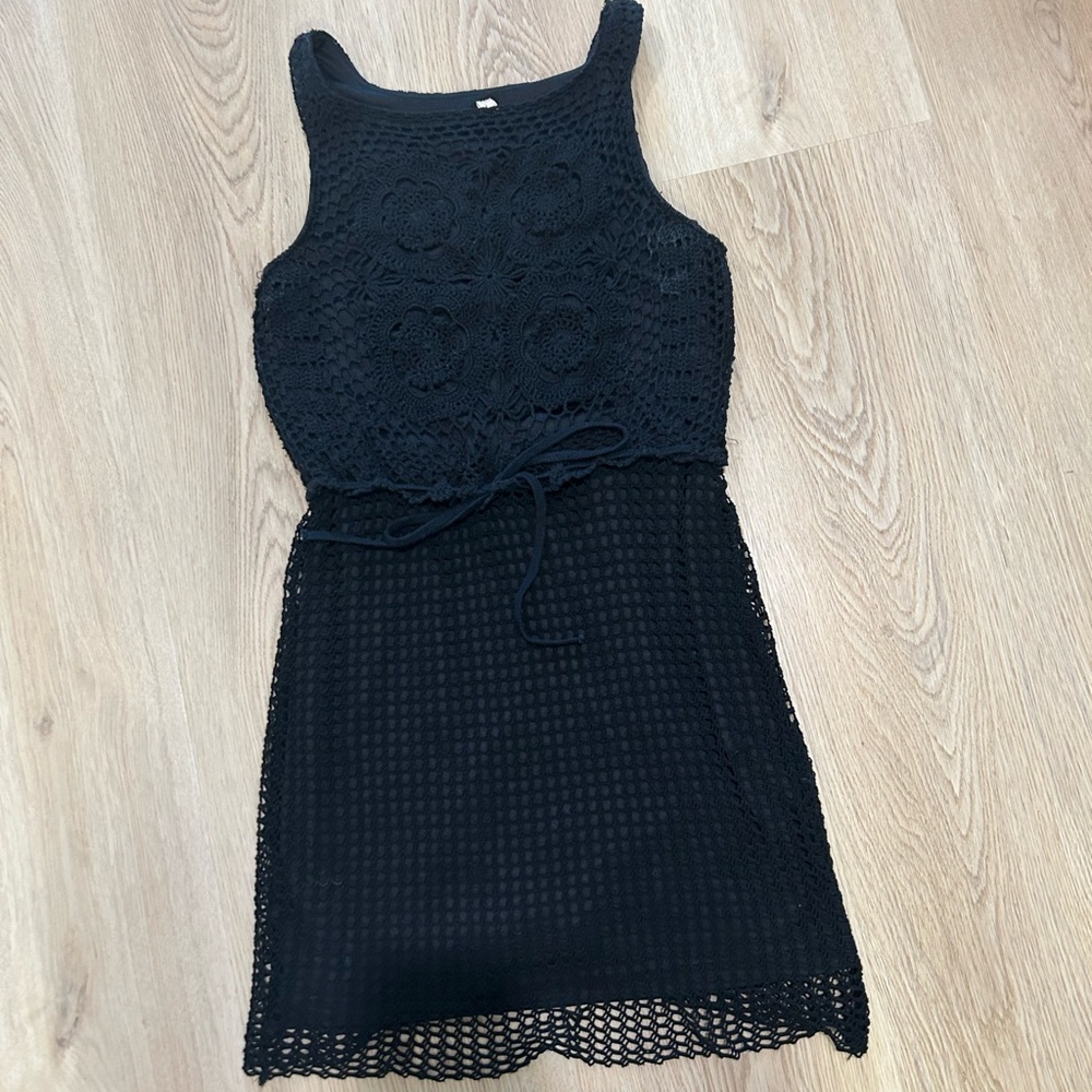 Elegant Black Crochet Dress
